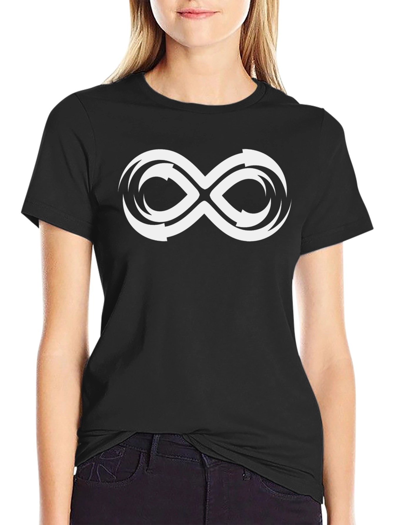 Infinity Symbol Graphic Tee - Black Cotton T-Shirt