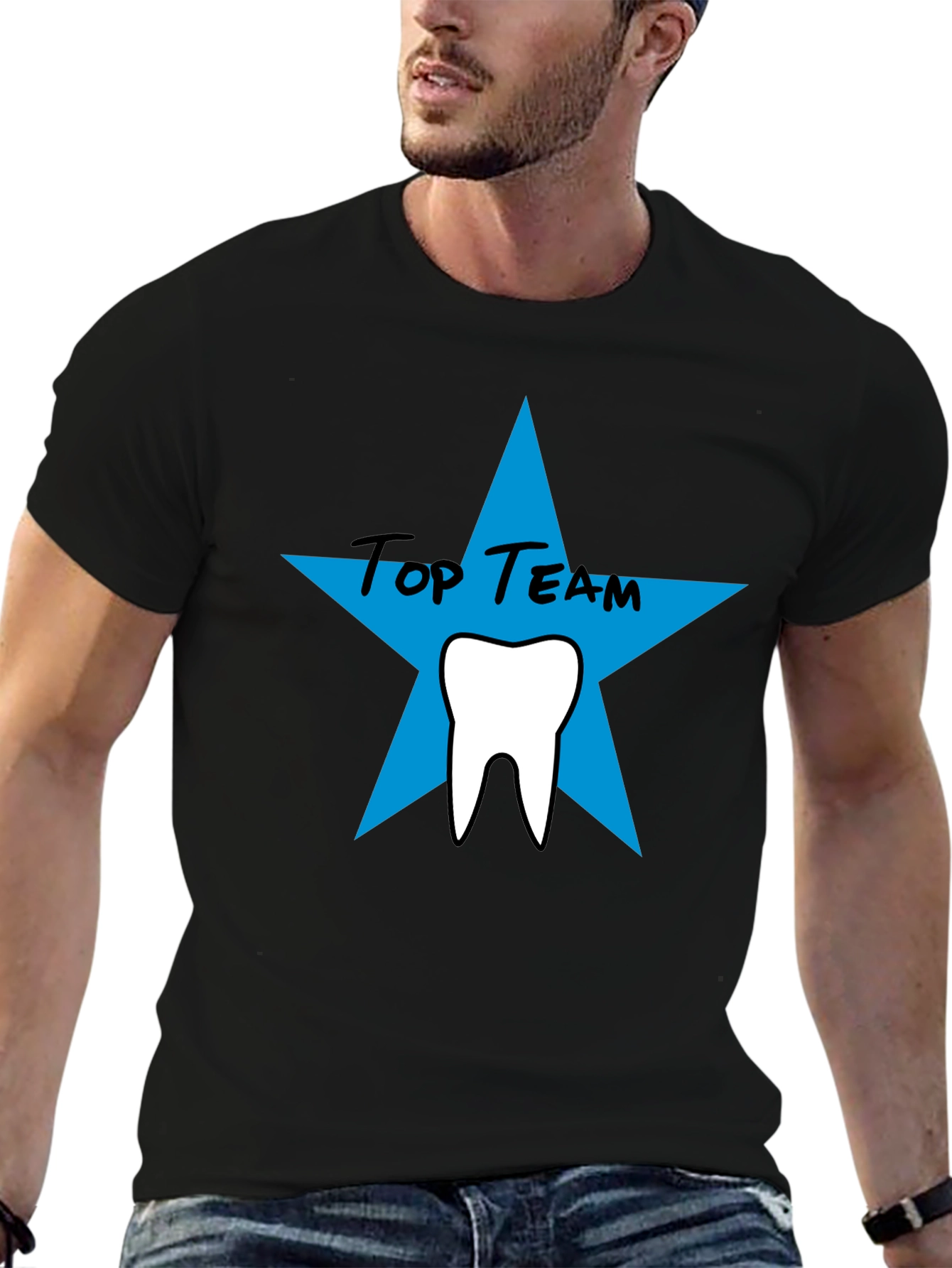 Top Team Dental T-Shirt - Black Crew Neck Tee