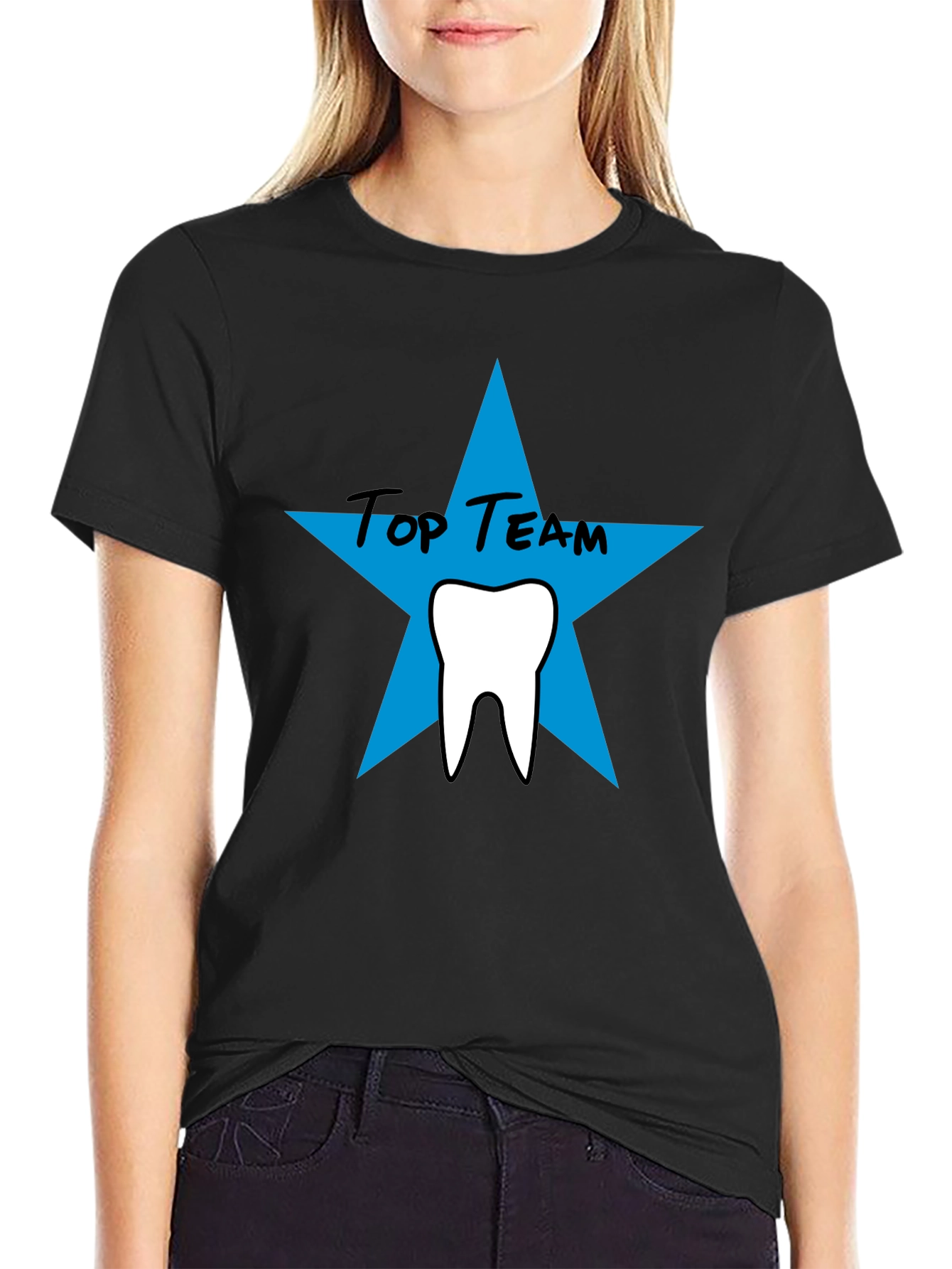 Top Team Dental T-Shirt - Black Crew Neck Tee