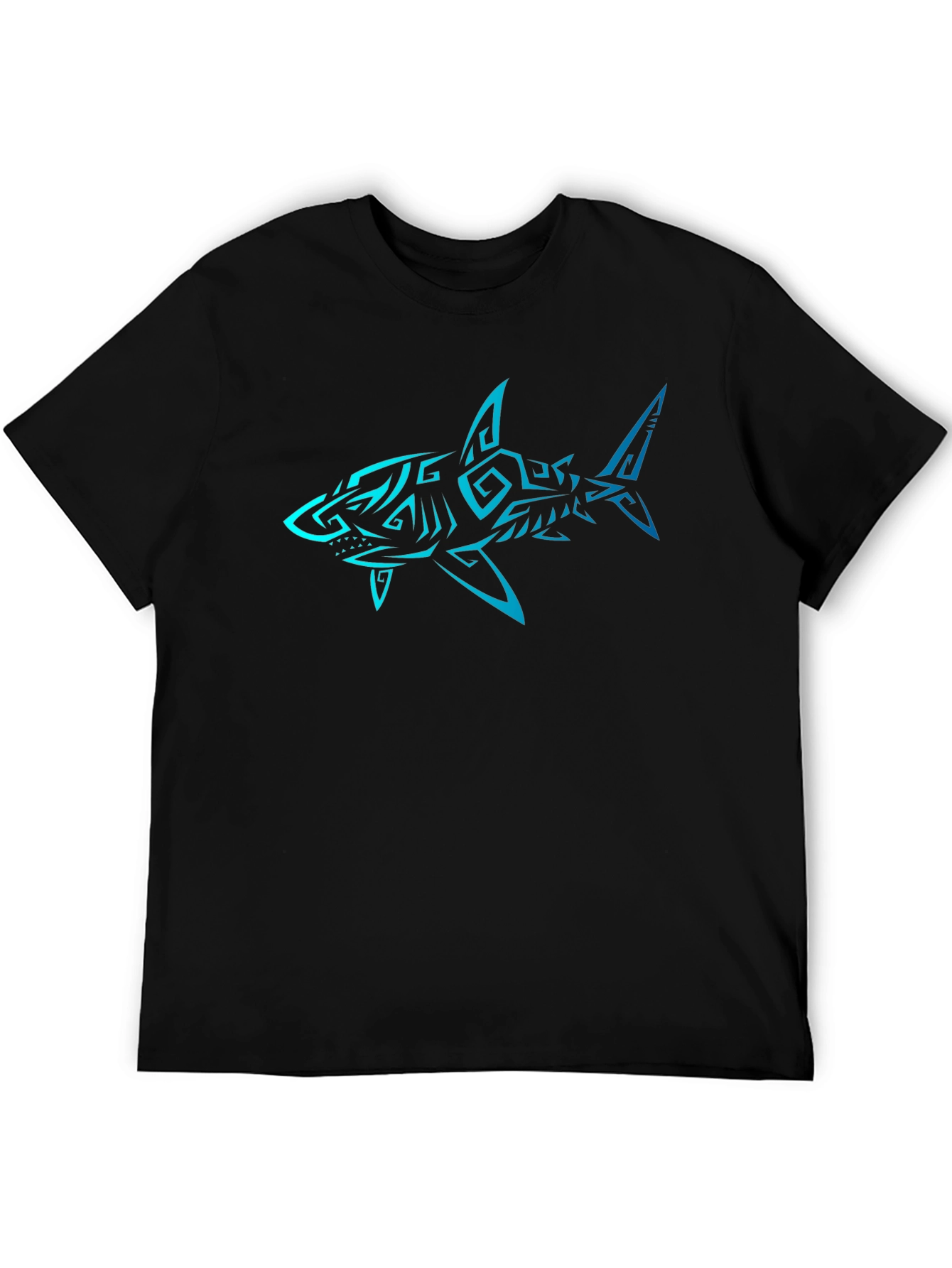 Tribal Shark Graphic Black T-Shirt