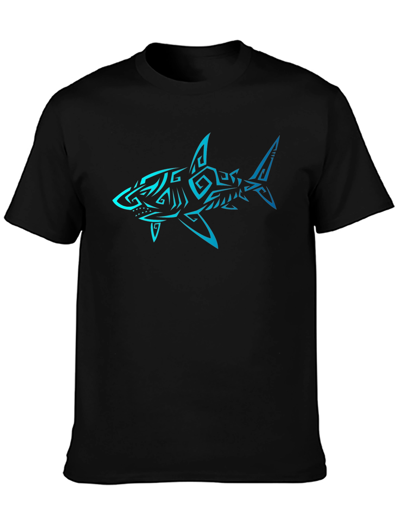 Tribal Shark Graphic Black T-Shirt