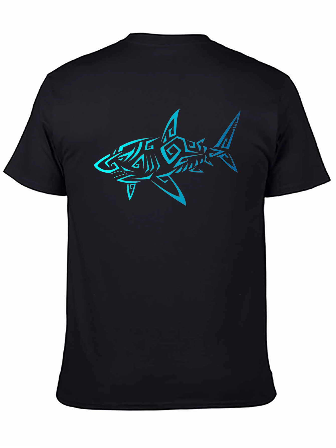 Tribal Shark Graphic Black T-Shirt