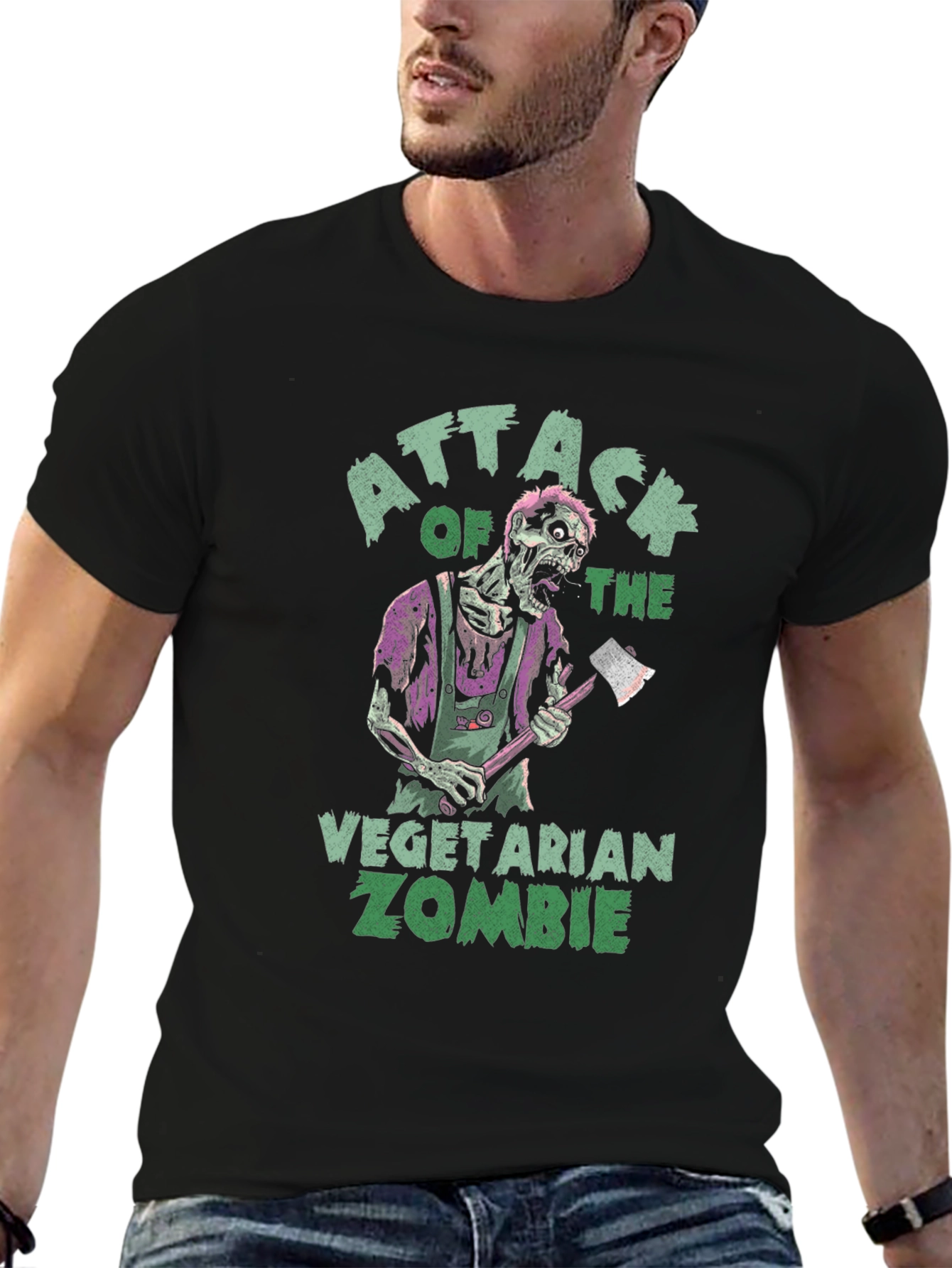 Vegetarian Zombie Attack Graphic T-Shirt