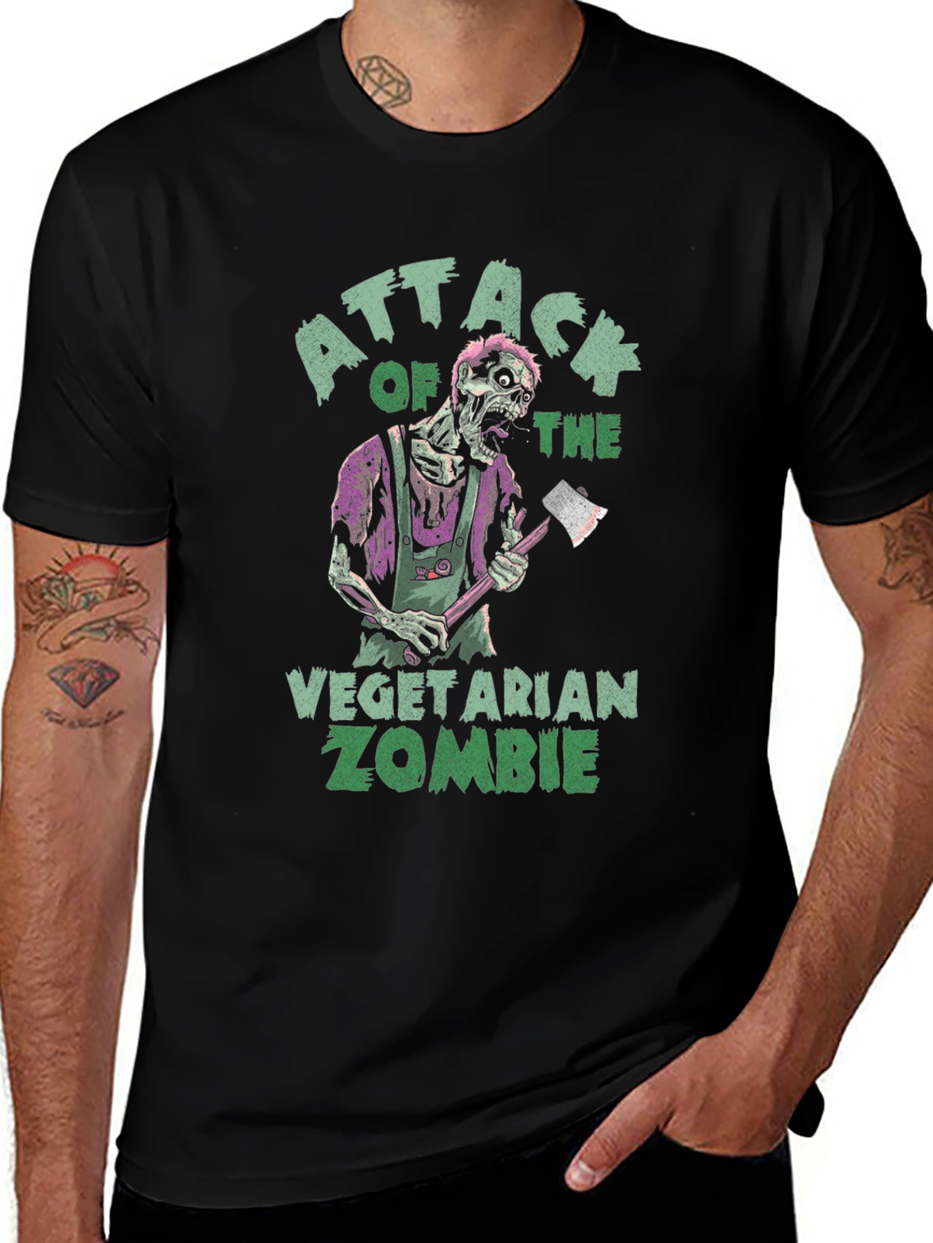 Vegetarian Zombie Attack Graphic T-Shirt