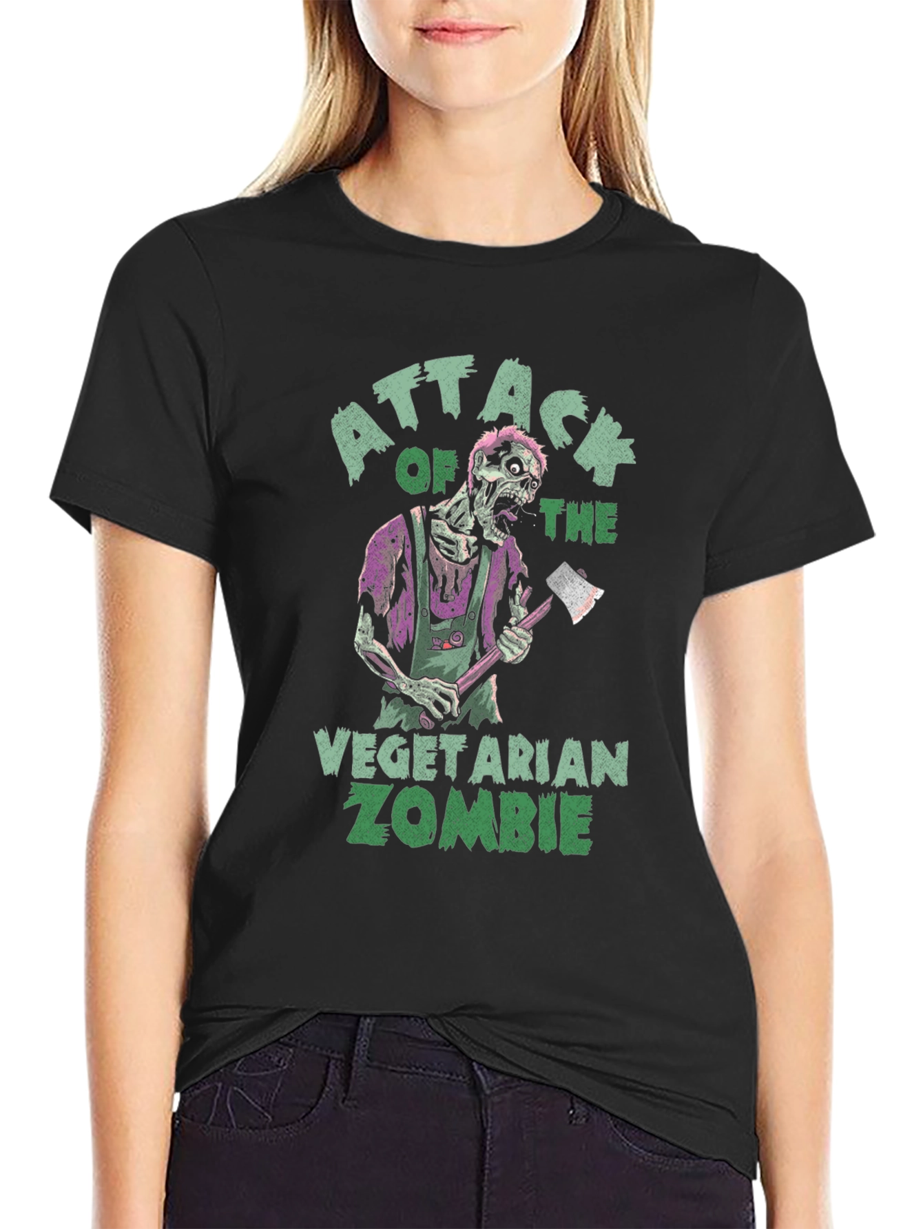 Vegetarian Zombie Attack Graphic T-Shirt