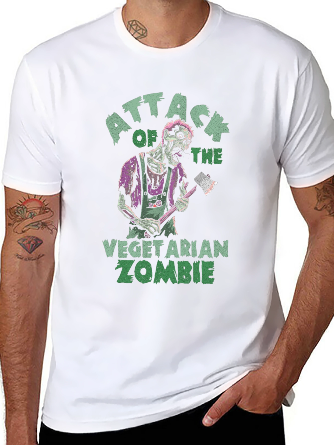 Vegetarian Zombie Attack Graphic T-Shirt