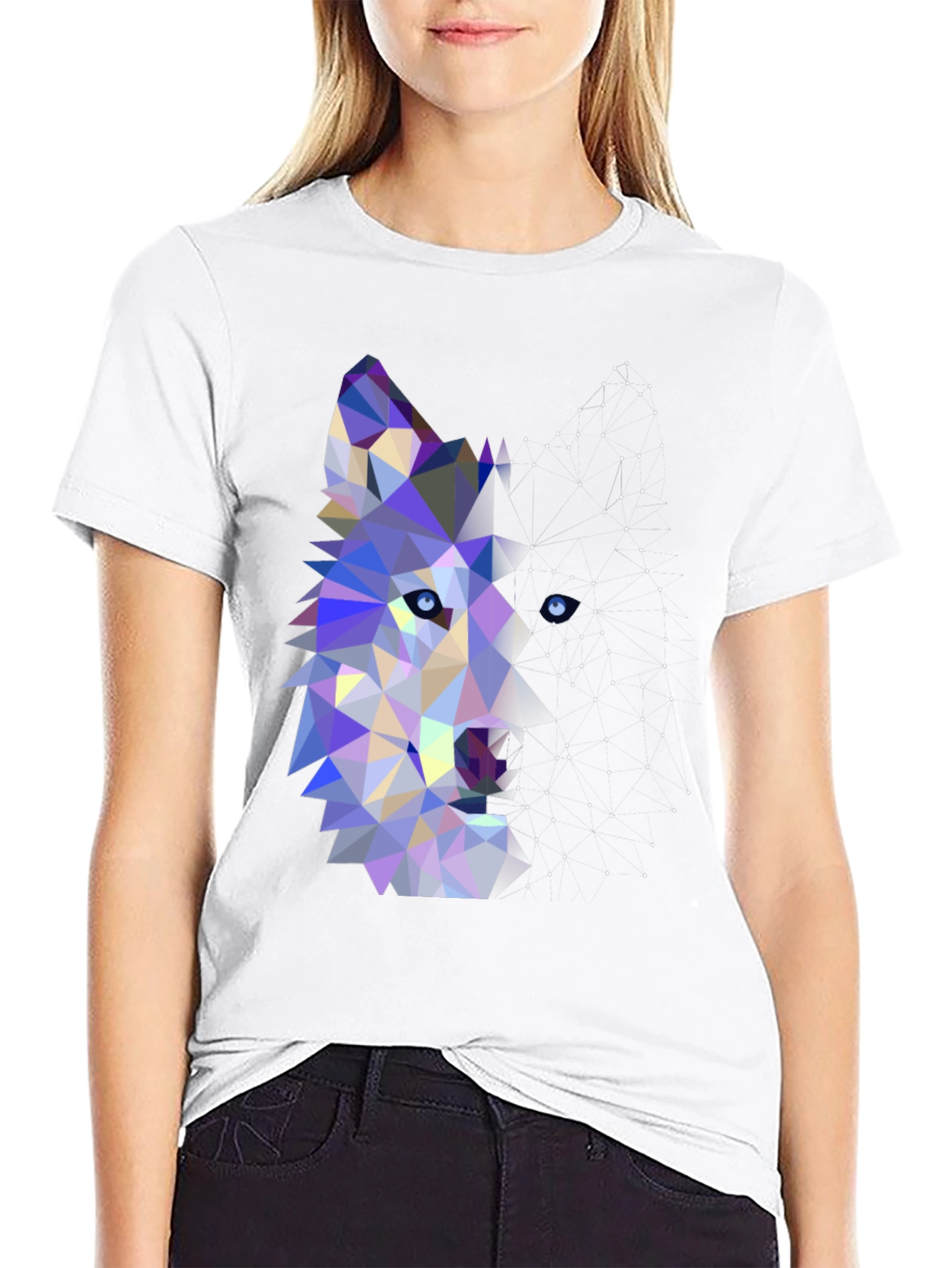 Geometric Wolf Graphic Tee - Modern Animal Print