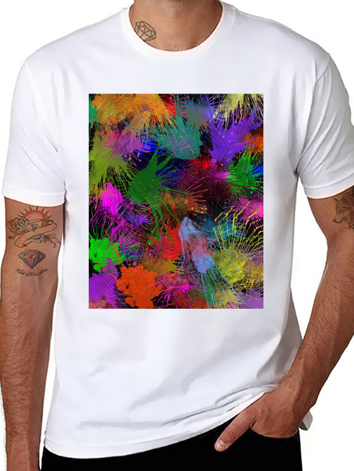 Abstract Art T-Shirt: Vibrant Splatter Design