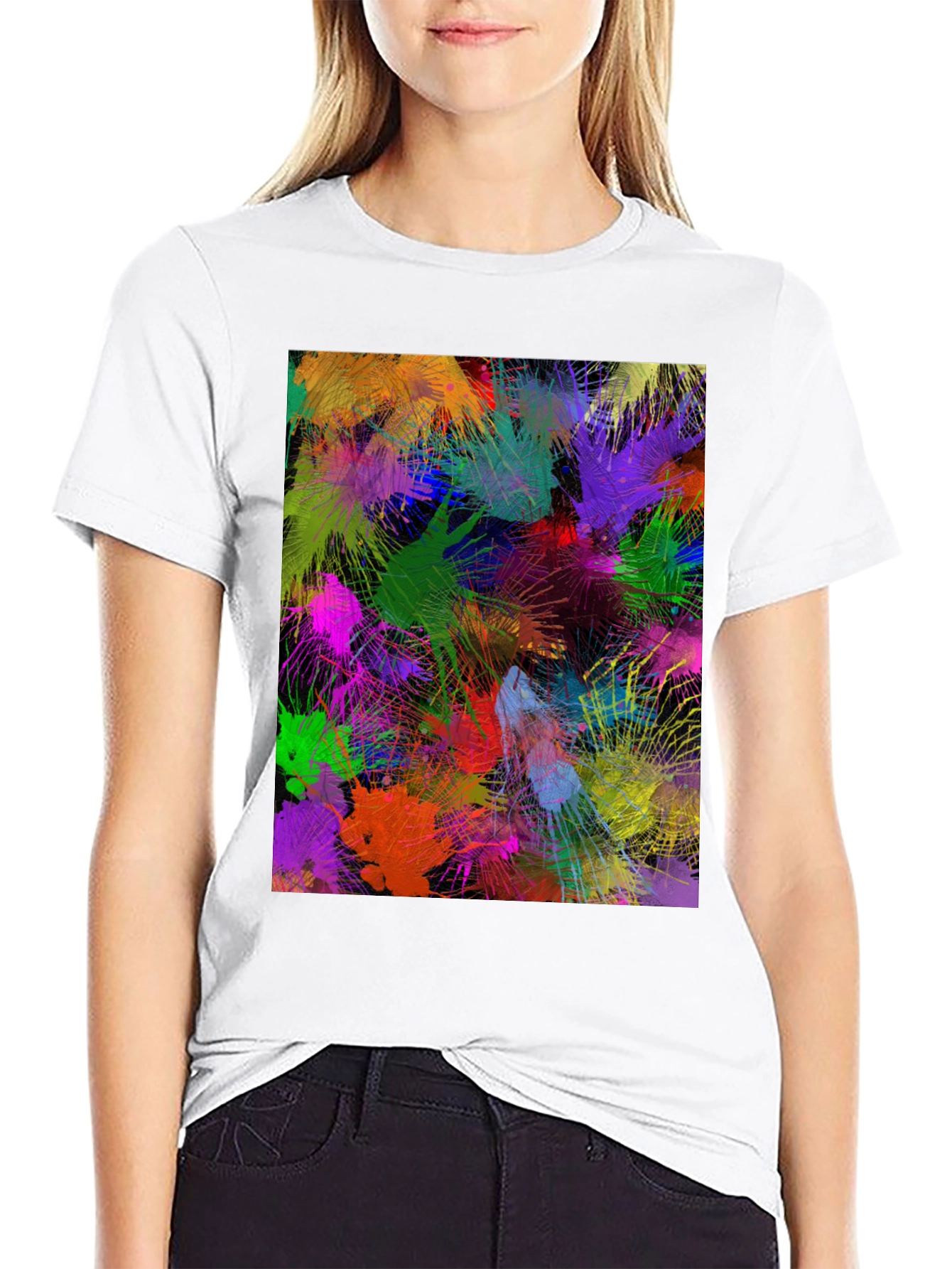 Abstract Art T-Shirt: Vibrant Splatter Design