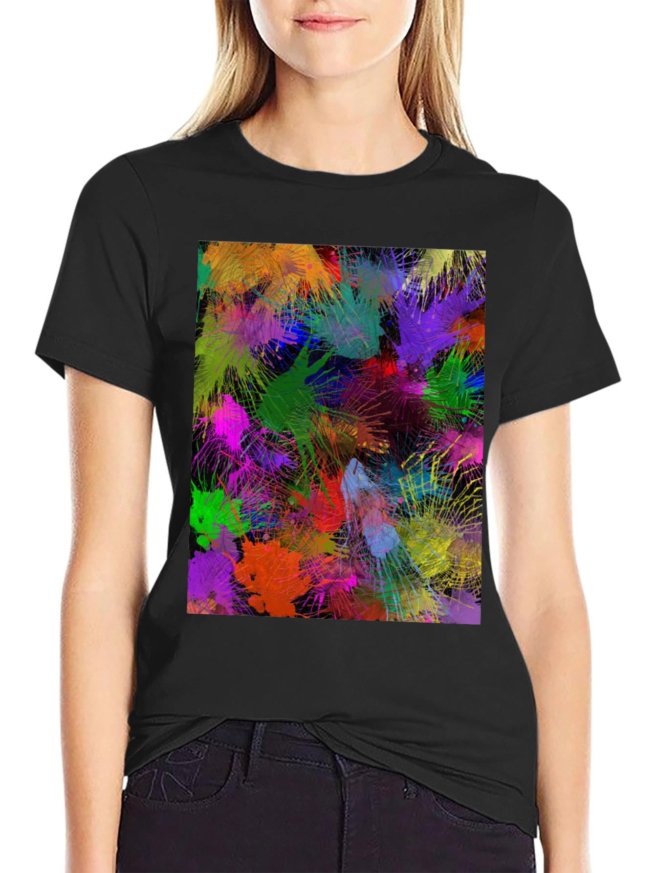 Abstract Art T-Shirt: Vibrant Splatter Design