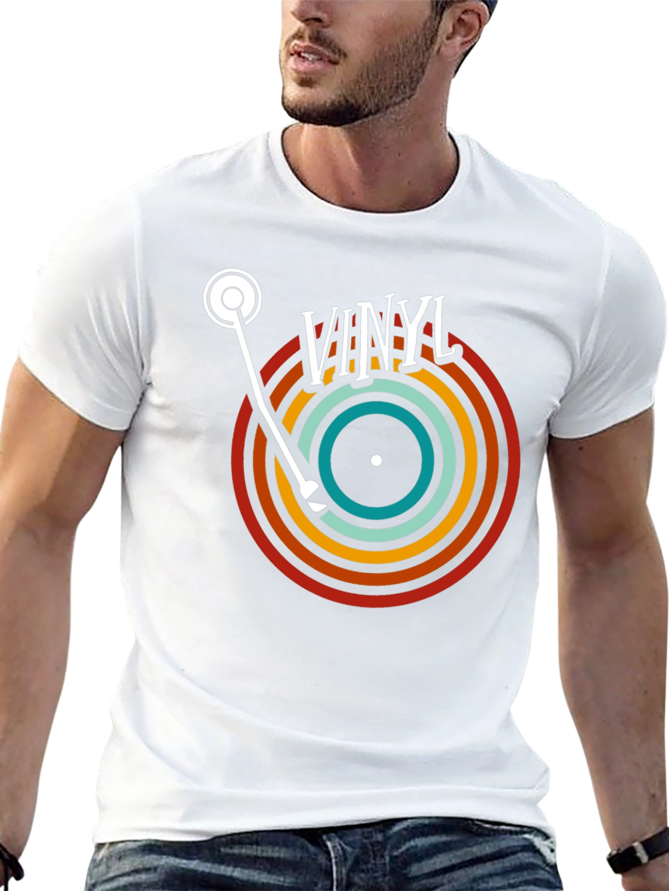 Retro Vinyl Record T-Shirt - Black