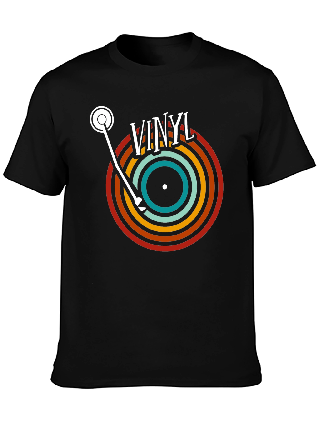 Retro Vinyl Record T-Shirt - Black