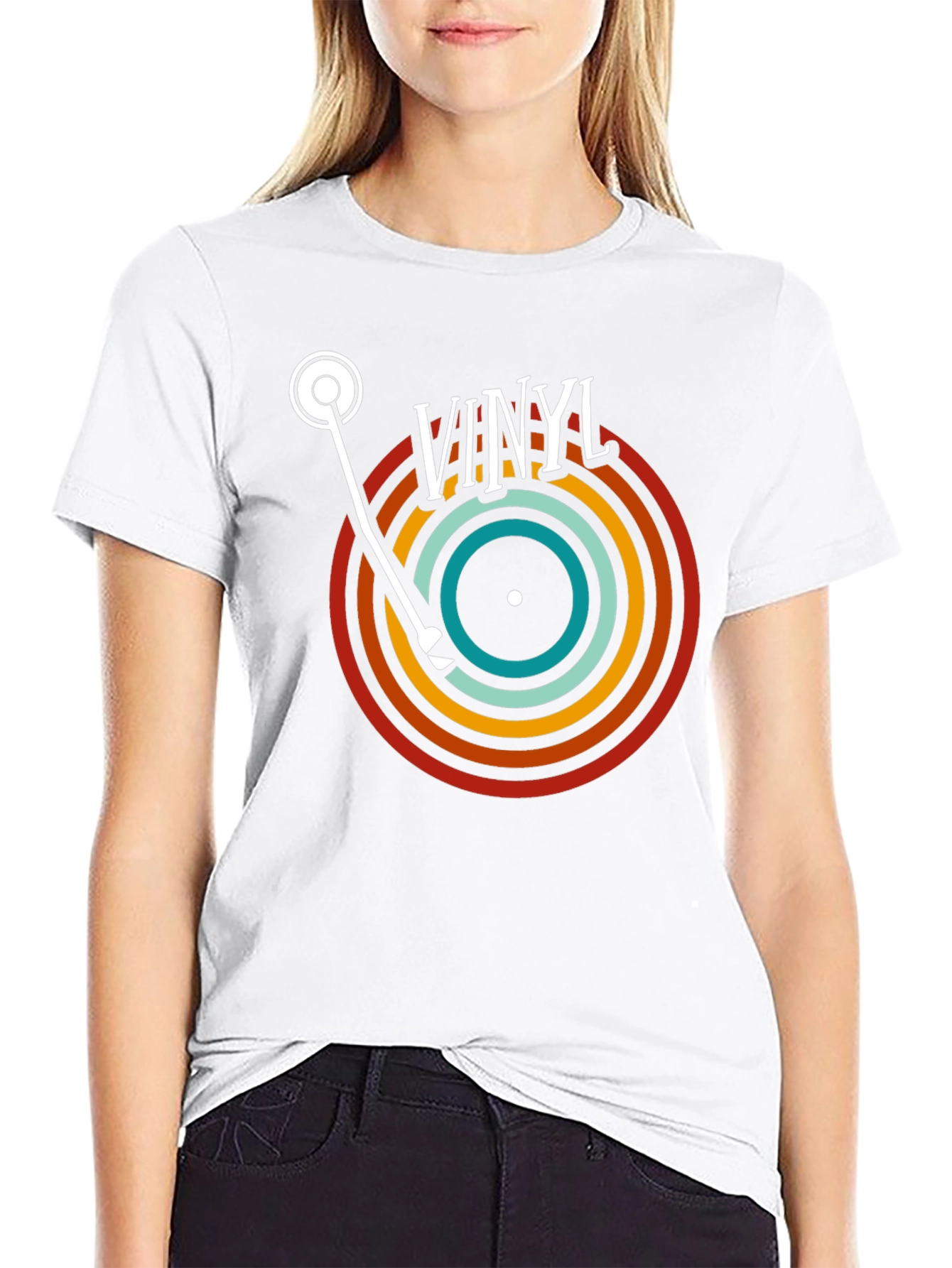 Retro Vinyl Record T-Shirt - Black