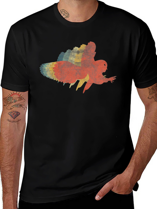 Retro Owl Graphic Black T-Shirt - Vintage Style Tee
