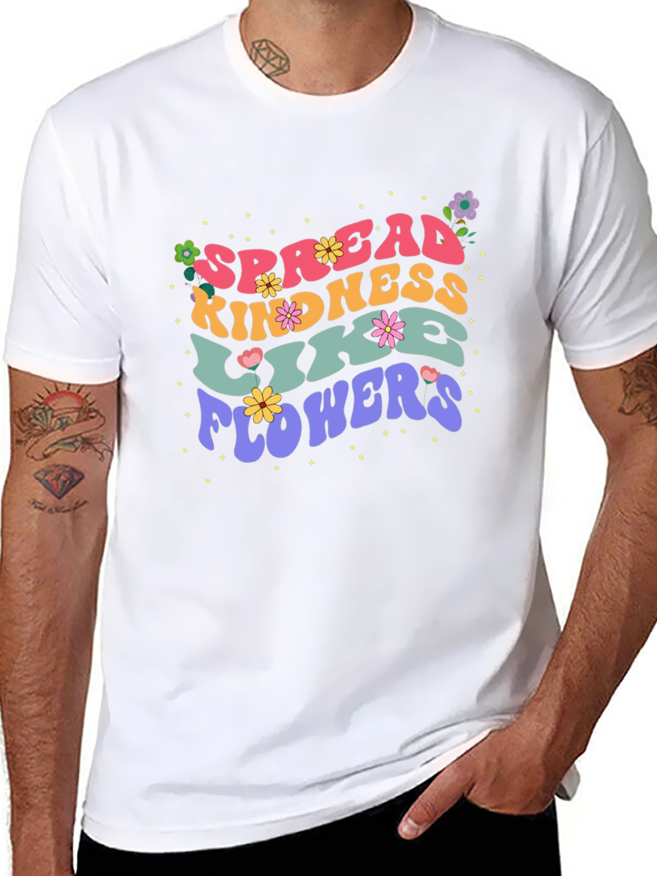 Spread Kindness Like Flowers Black Graphic Tee