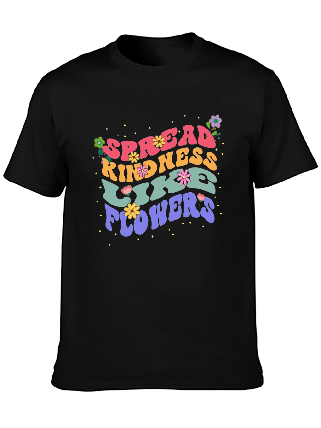 Spread Kindness Like Flowers Black Graphic Tee