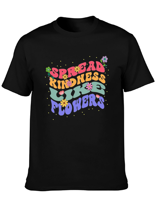 Spread Kindness Like Flowers Black Graphic Tee