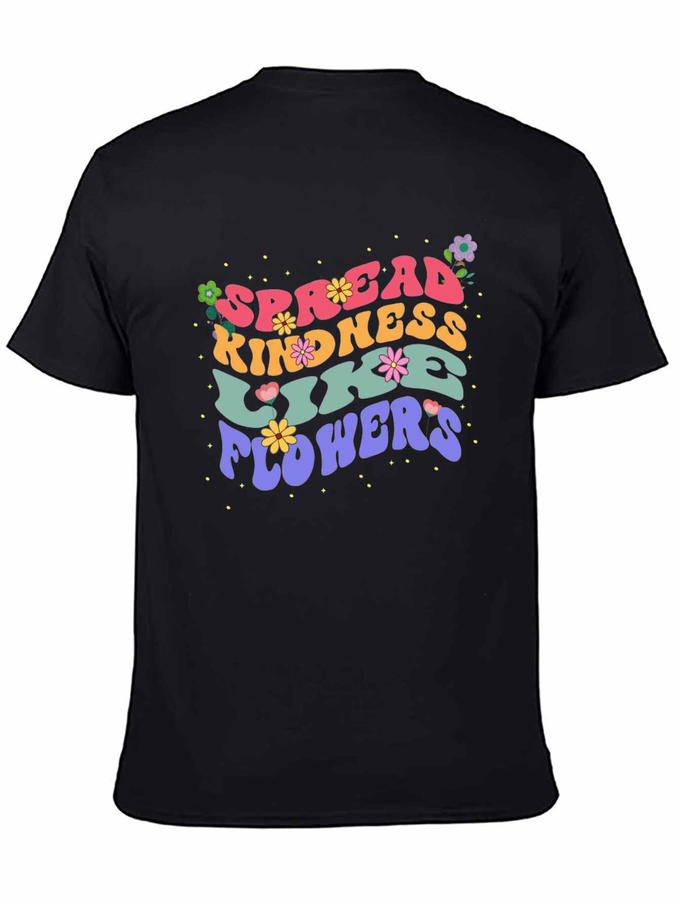 Spread Kindness Like Flowers Black Graphic Tee