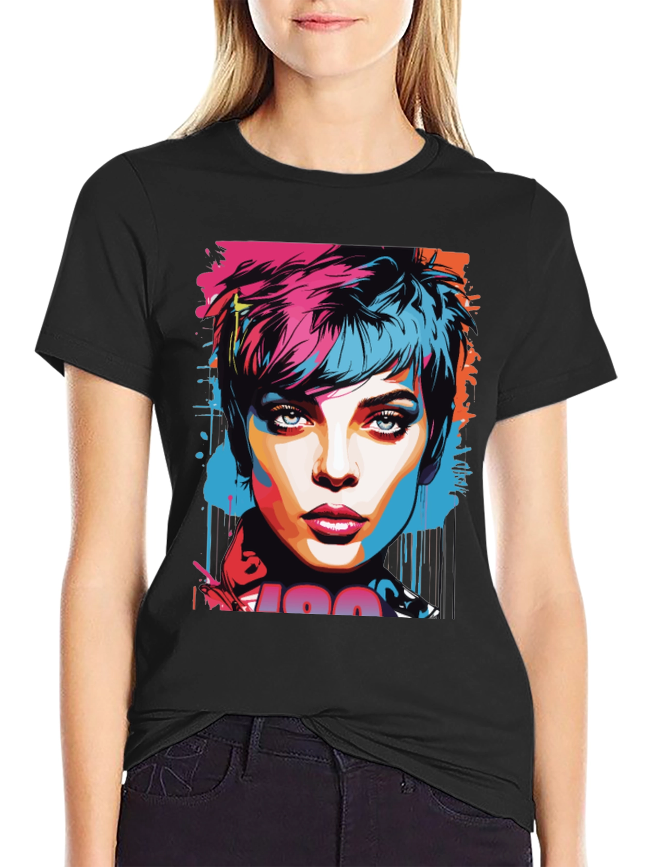 Pop Art Womans Portrait Graphic T-Shirt