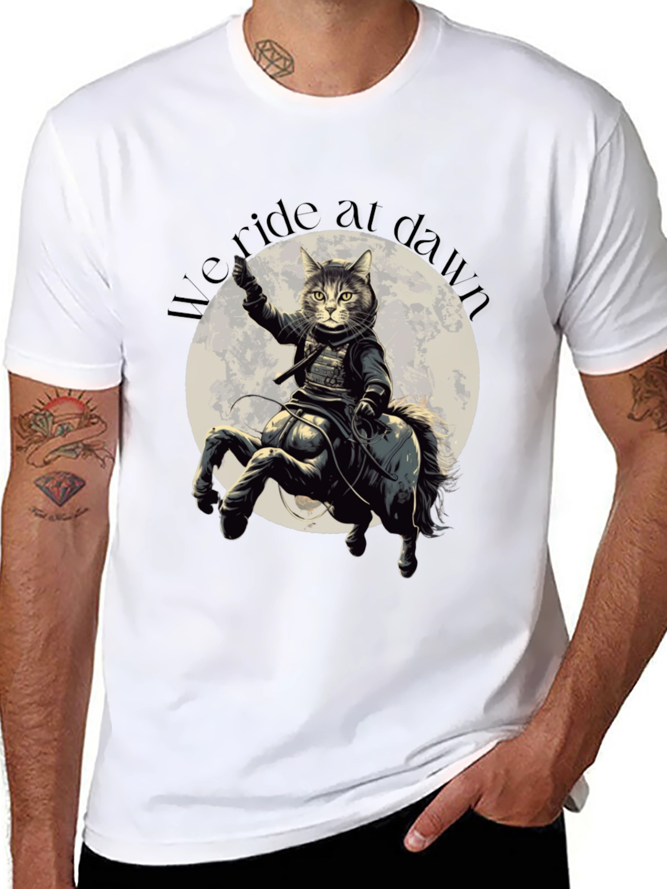 We Ride at Dawn Cat Centaur Graphic T-Shirt