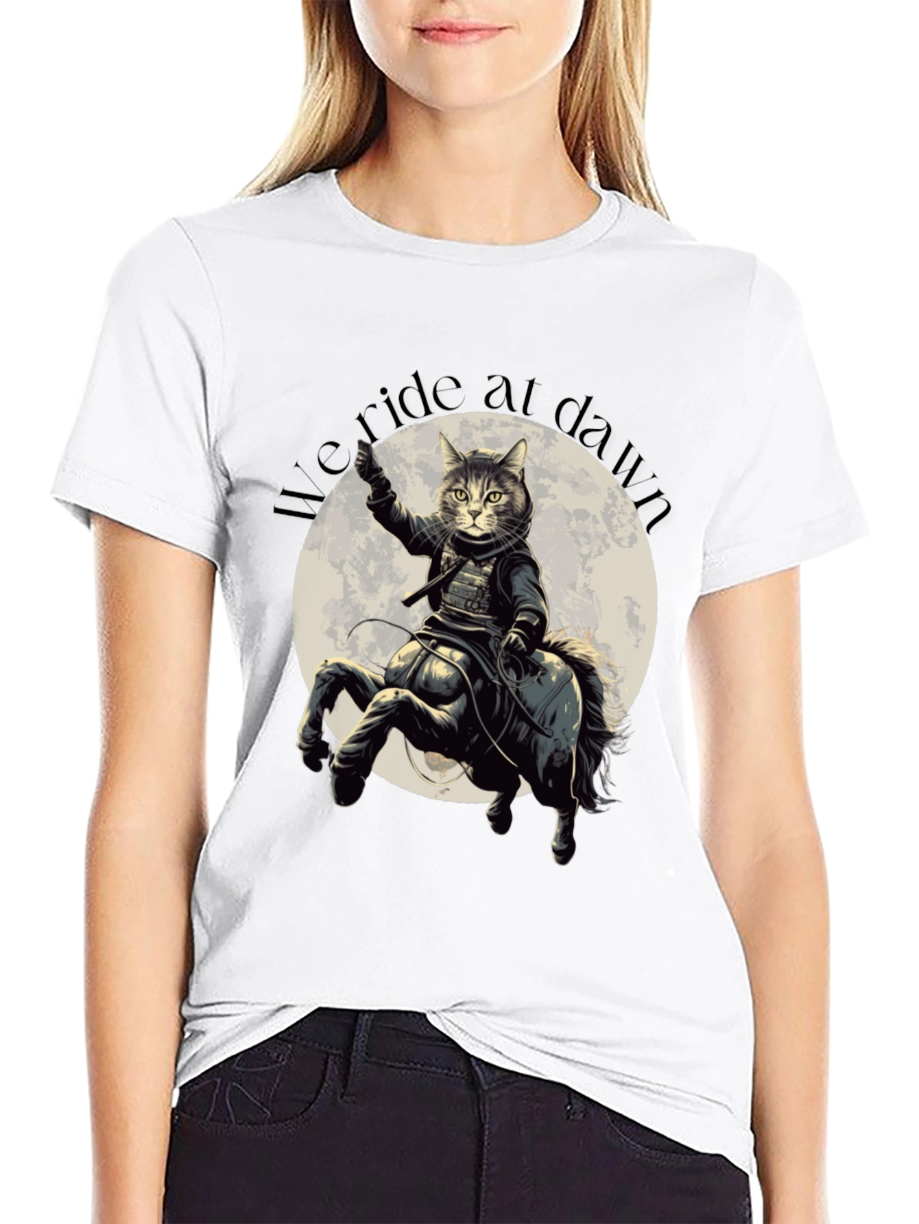 We Ride at Dawn Cat Centaur Graphic T-Shirt