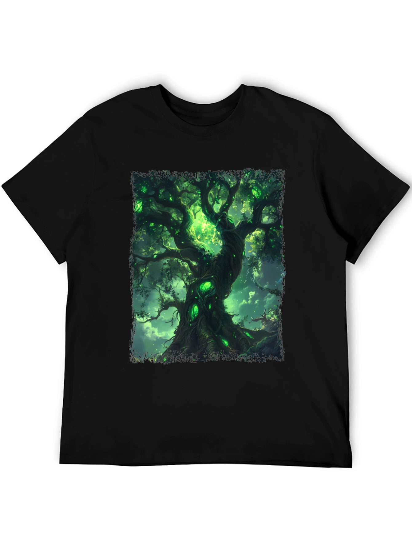 Mystic Green Tree Graphic Tee - Fantasy Inspired Design