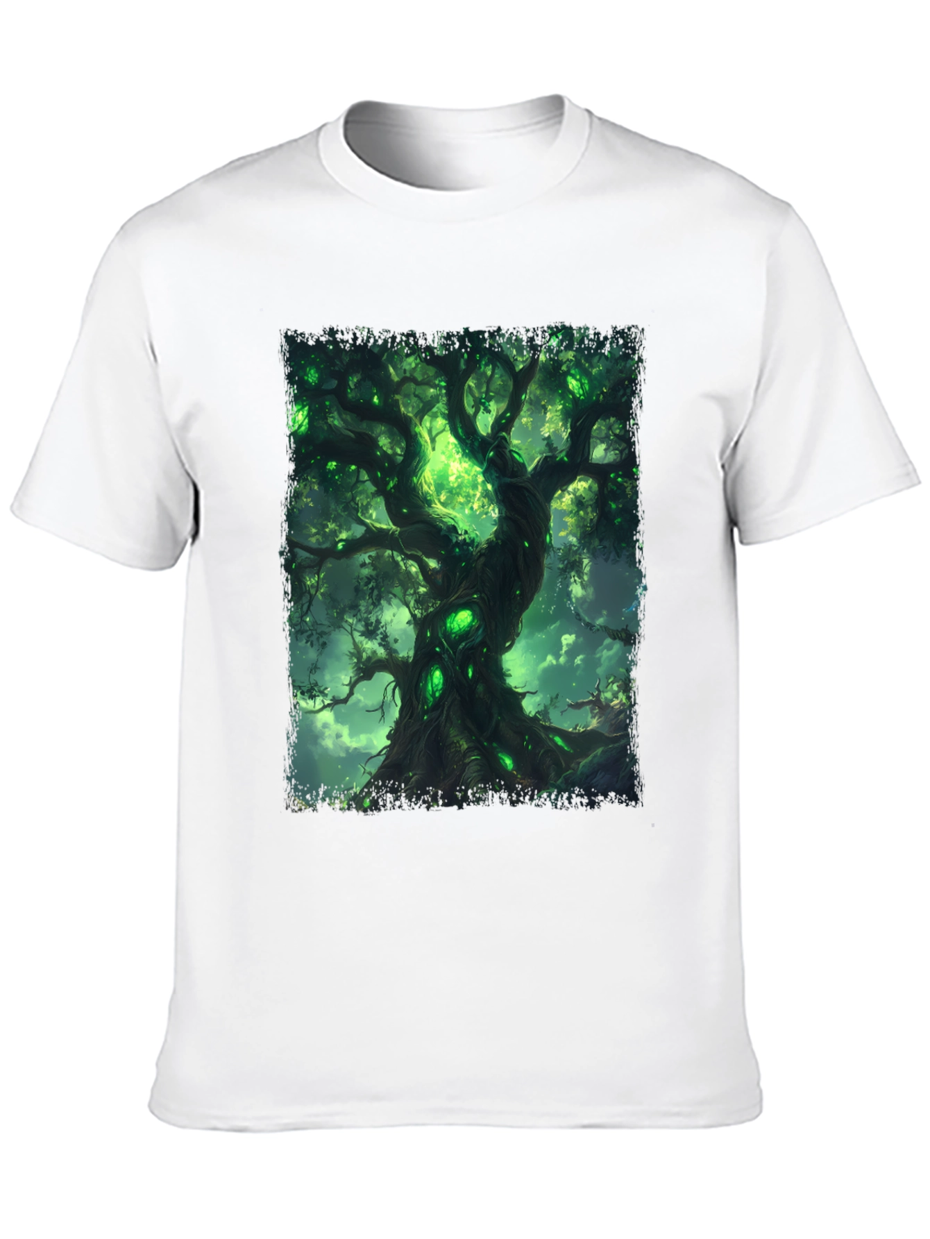 Mystic Green Tree Graphic Tee - Fantasy Inspired Design