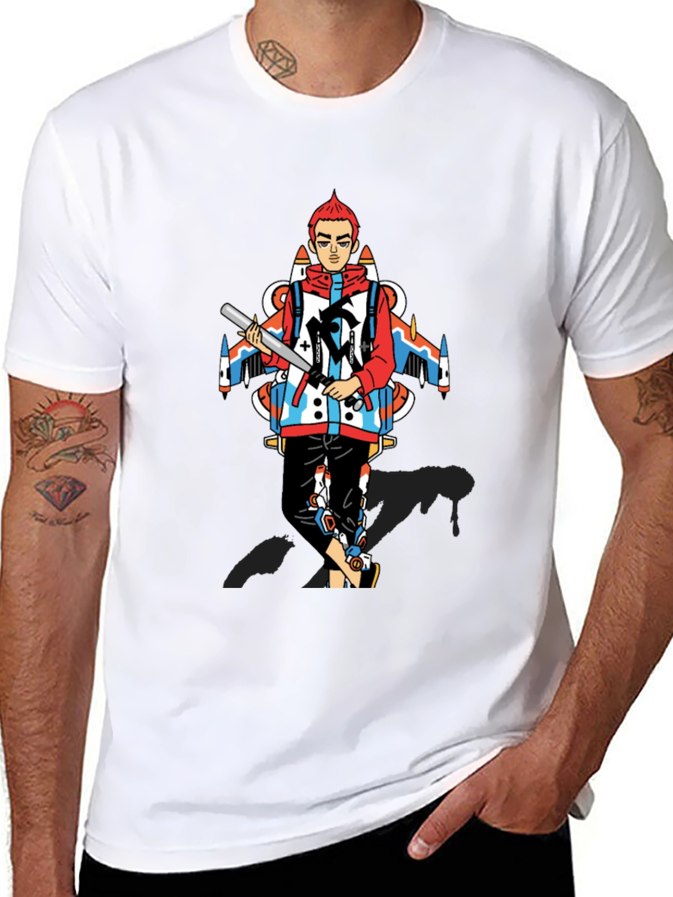 Edgy Graphic Print Crew Neck T-Shirt