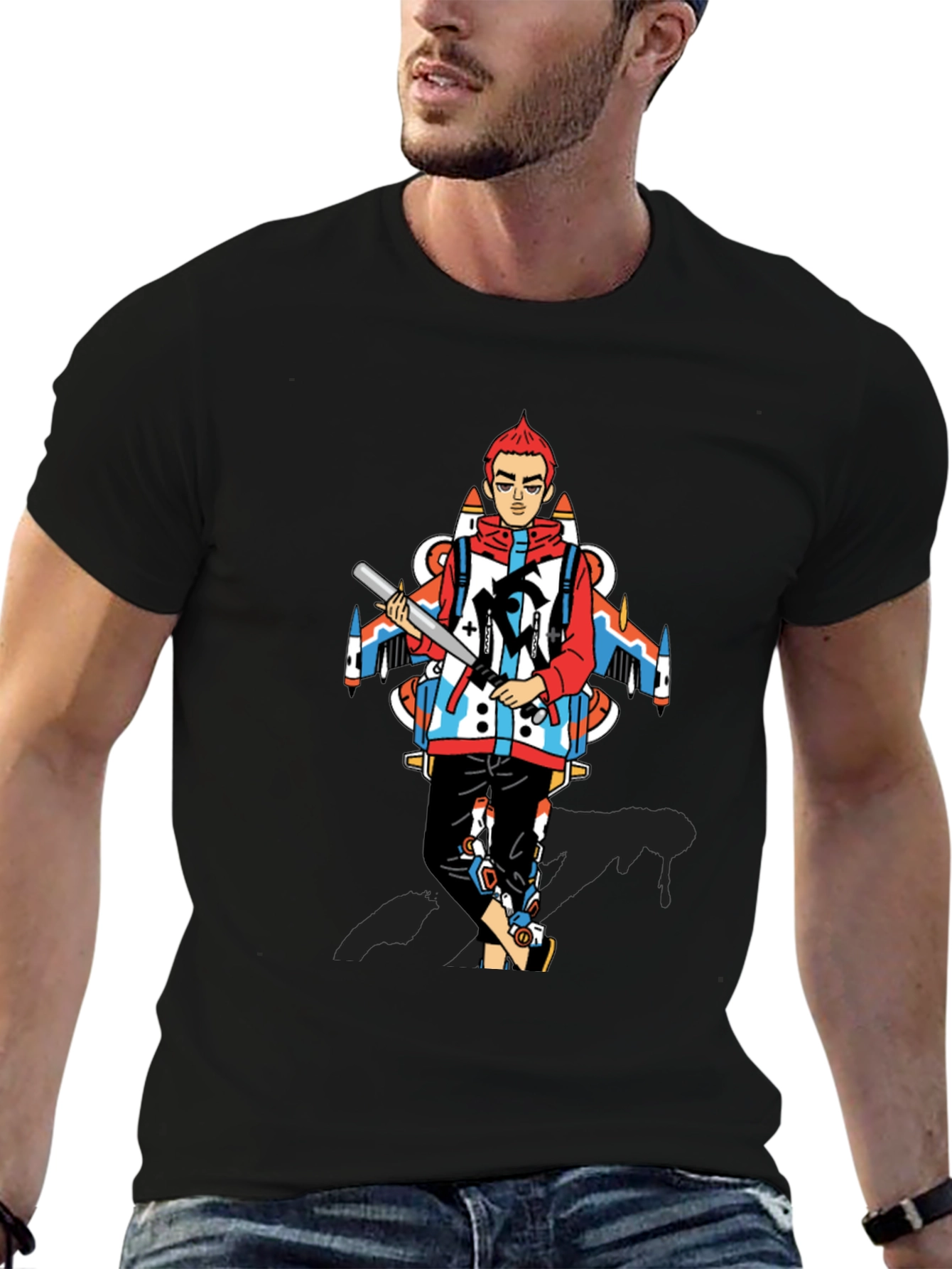 Edgy Graphic Print Crew Neck T-Shirt