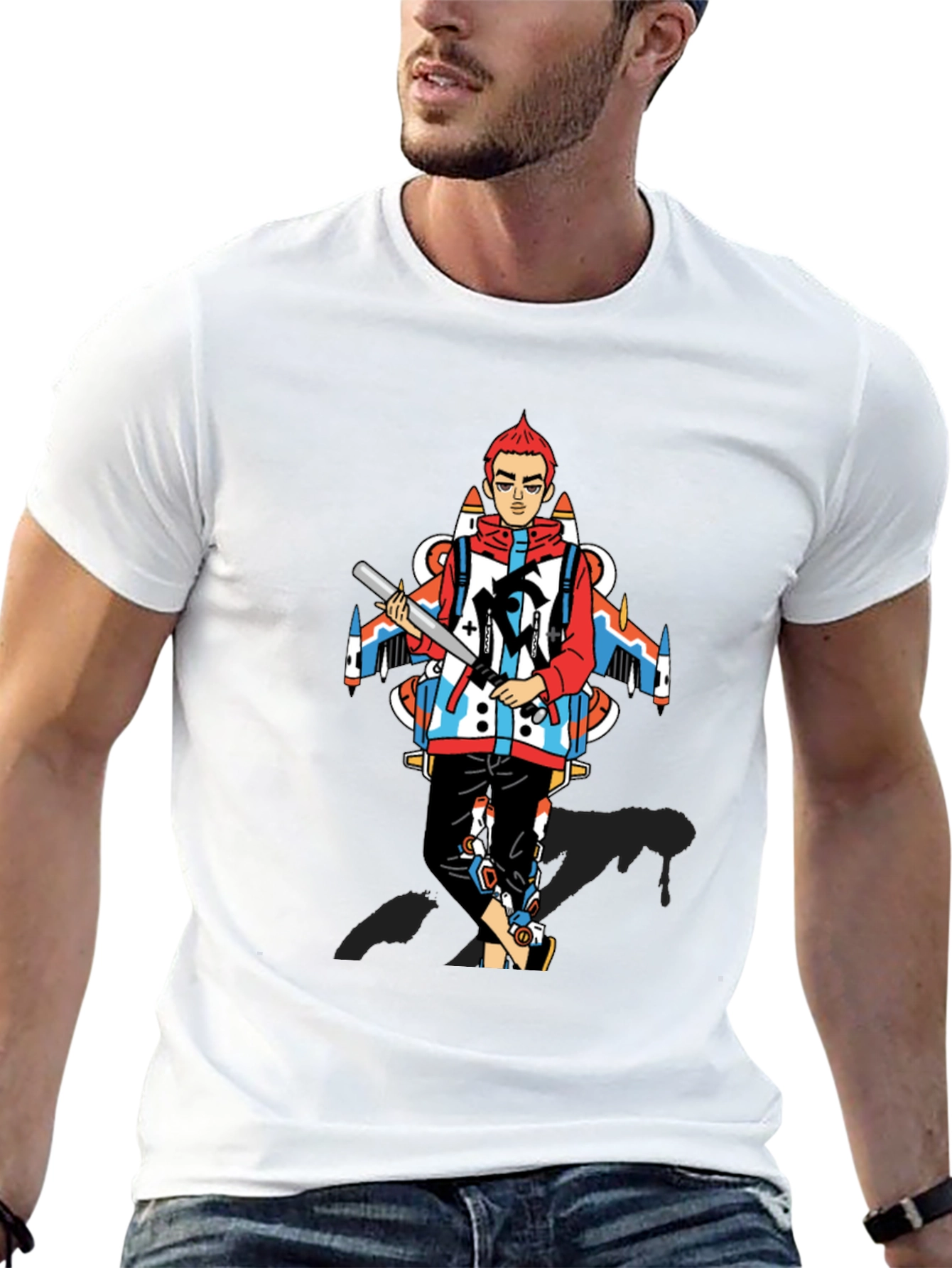 Edgy Graphic Print Crew Neck T-Shirt