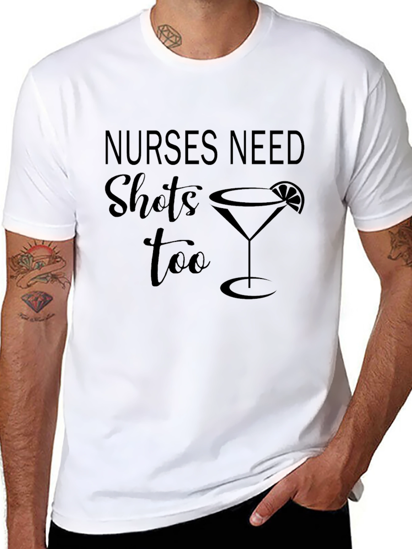 Nurses Need Shots Too T-Shirt - Black Graphic Tee