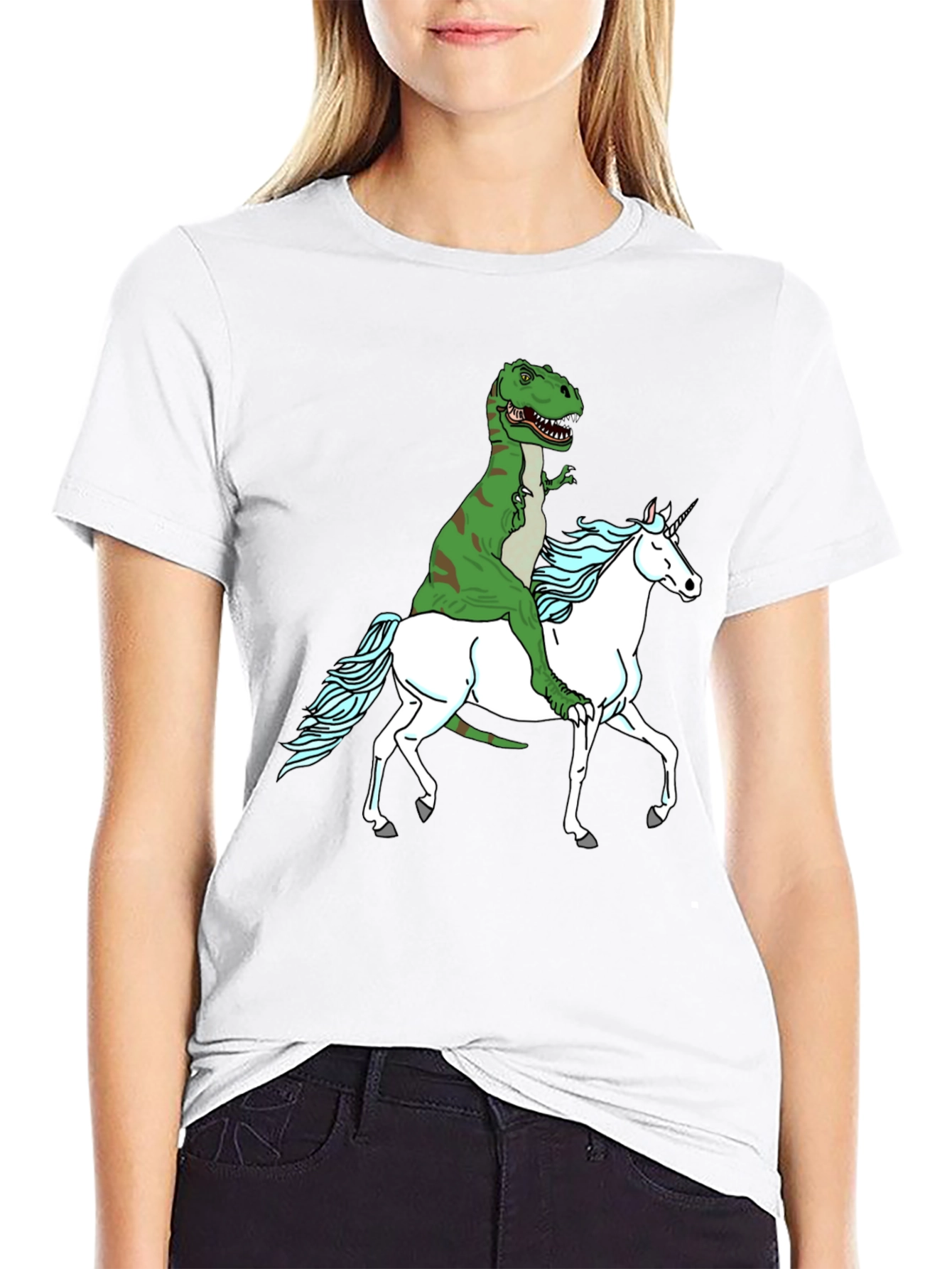 Dino Riding Unicorn Graphic Tee
