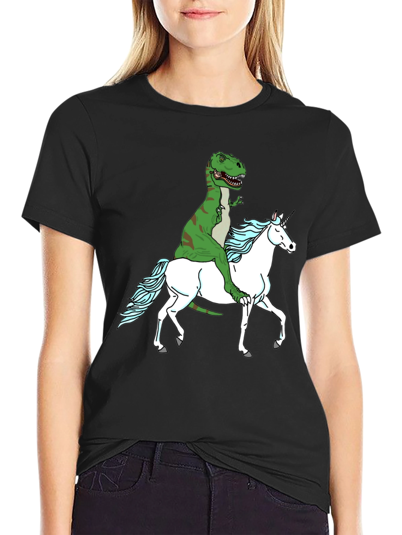 Dino Riding Unicorn Graphic Tee
