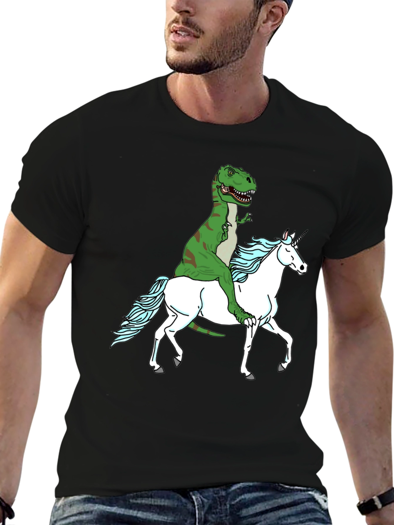 Dino Riding Unicorn Graphic Tee