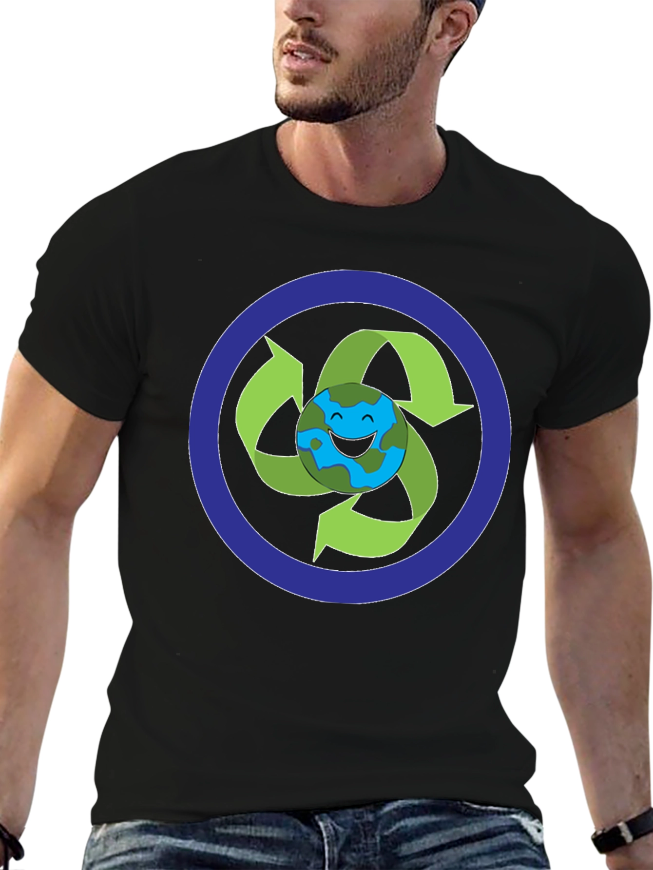 Eco-Friendly Earth Recycle Graphic T-Shirt