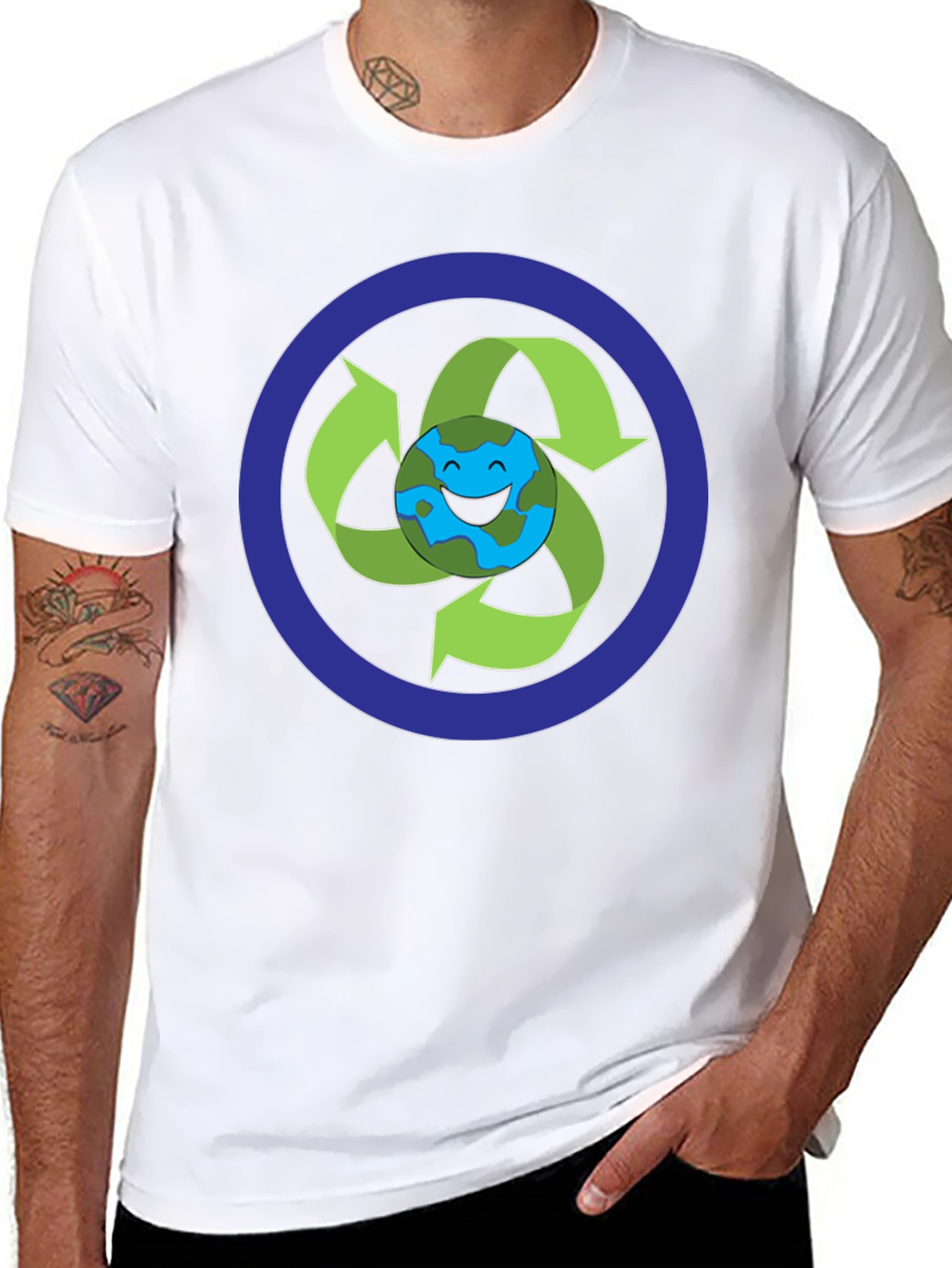 Eco-Friendly Earth Recycle Graphic T-Shirt