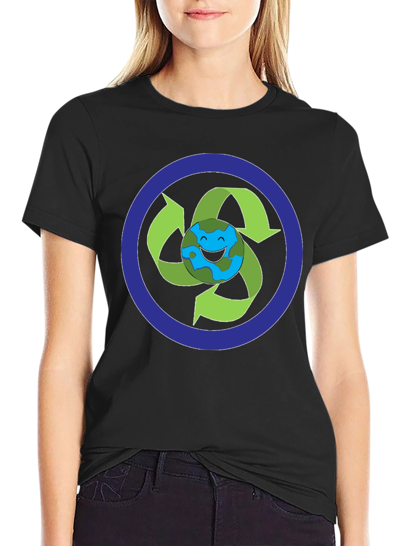 Eco-Friendly Earth Recycle Graphic T-Shirt