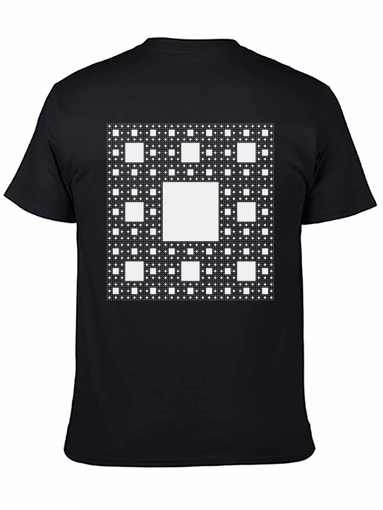 Sierpinski Carpet Black Tee - Geometric Fractal Design