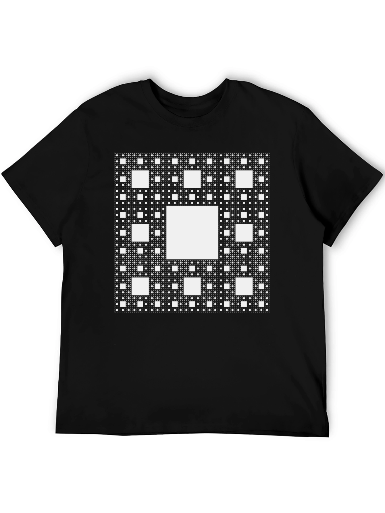 Sierpinski Carpet Black Tee - Geometric Fractal Design