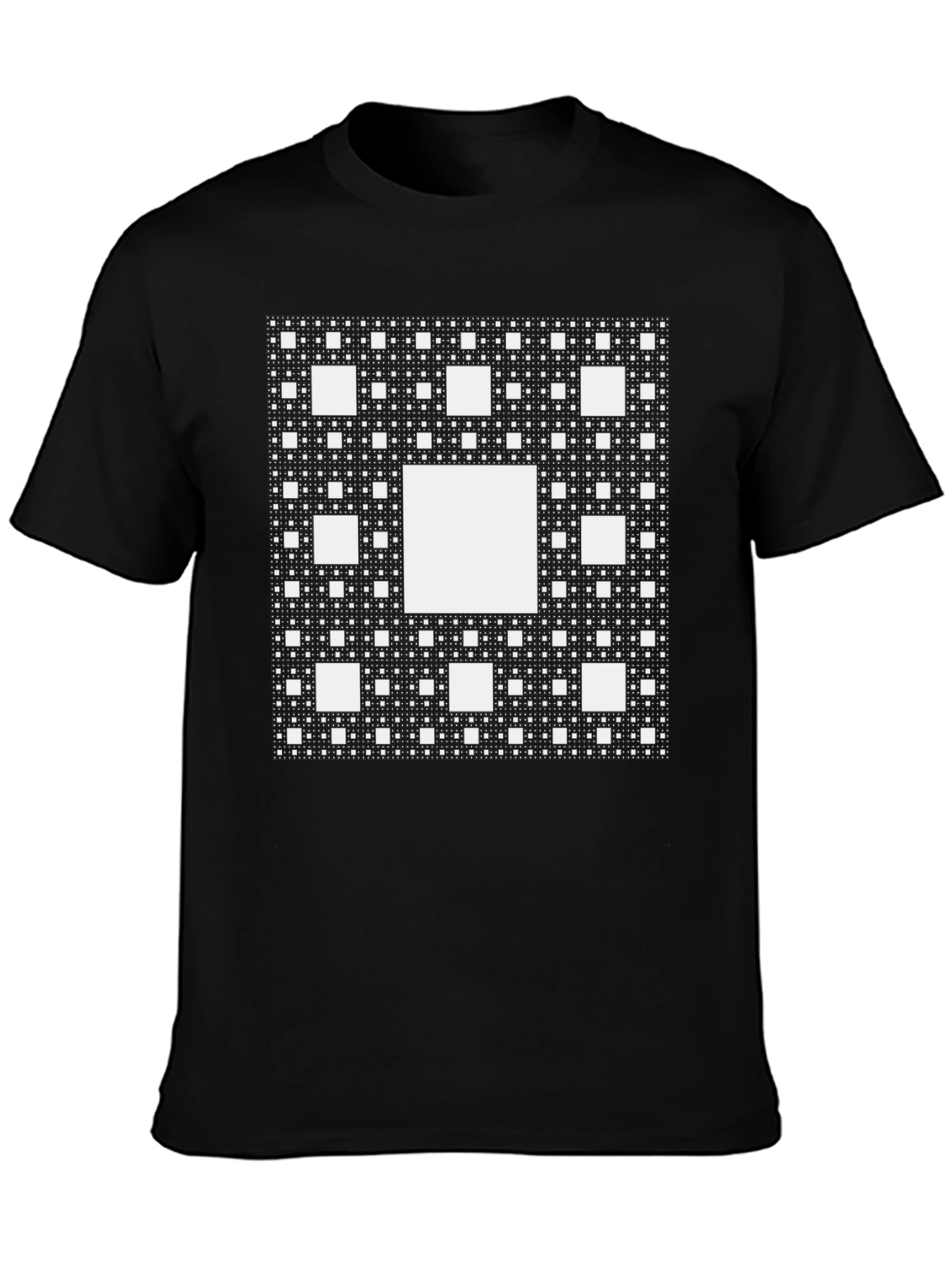 Sierpinski Carpet Black Tee - Geometric Fractal Design