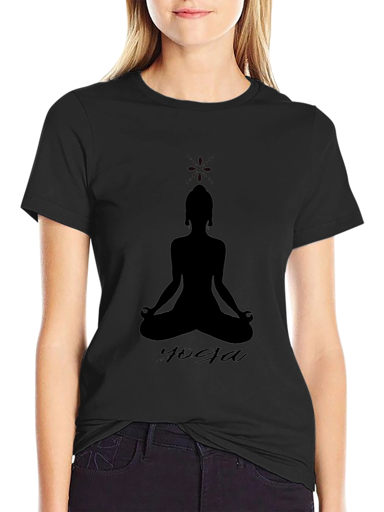 Yoga Silhouette Tee - Black Cotton Blend