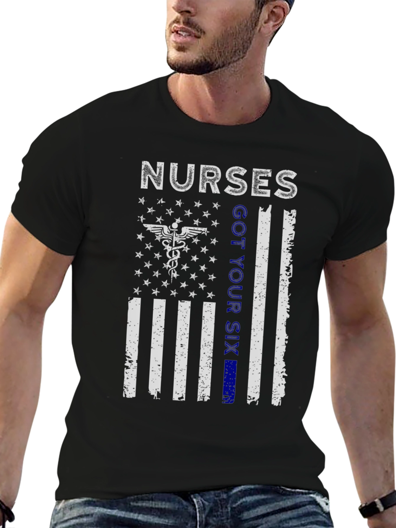 Nurses Got Your Six T-Shirt Patriotic Flag Graphic Tee