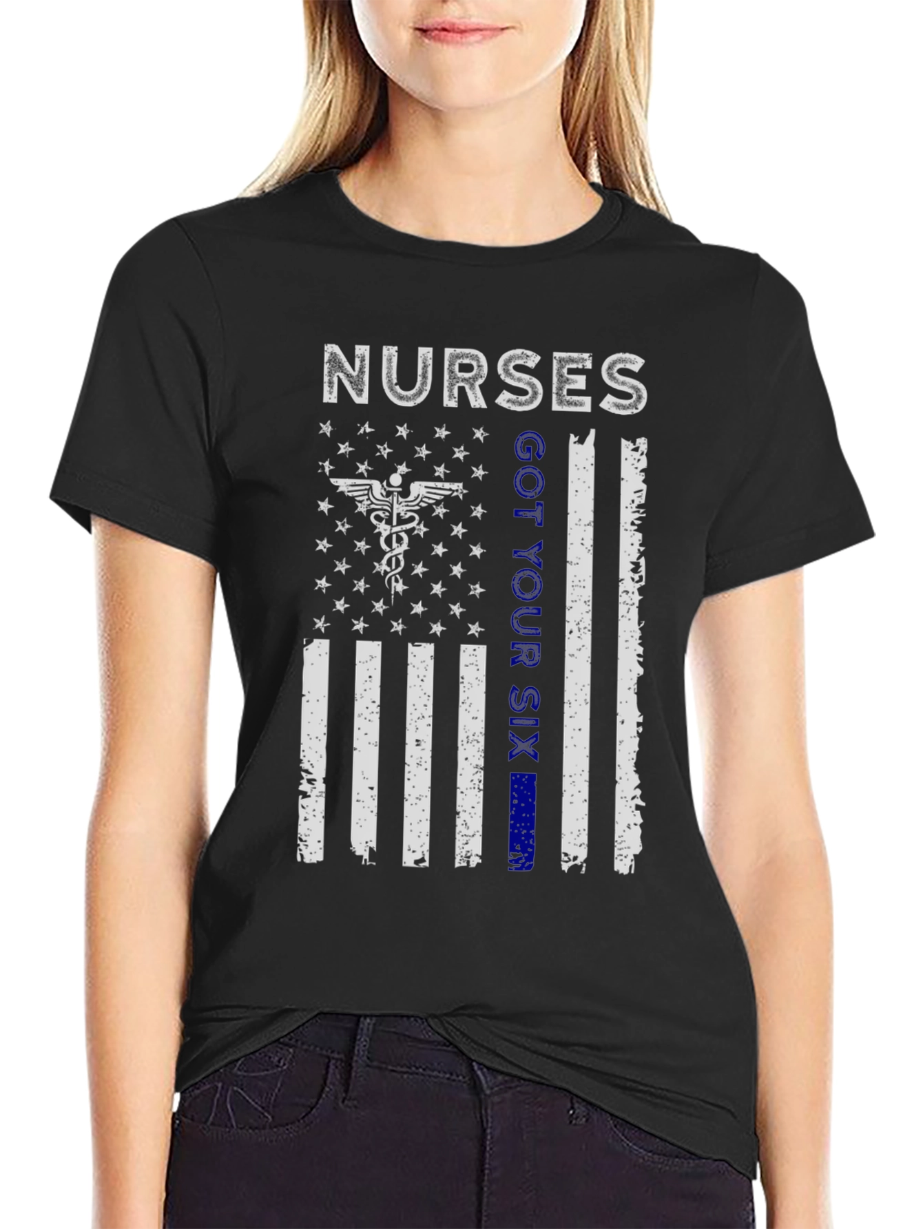 Nurses Got Your Six T-Shirt Patriotic Flag Graphic Tee