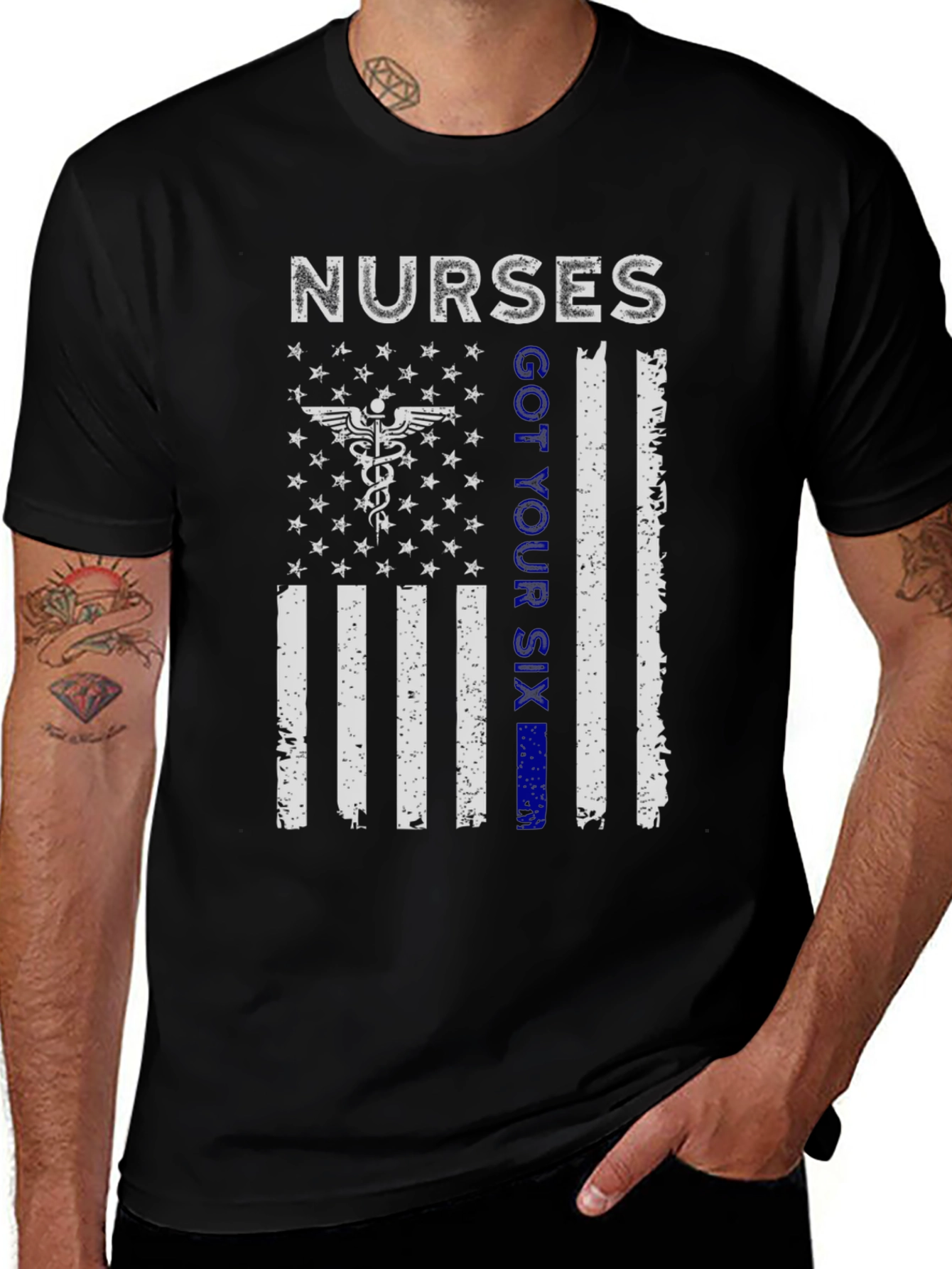 Nurses Got Your Six T-Shirt Patriotic Flag Graphic Tee