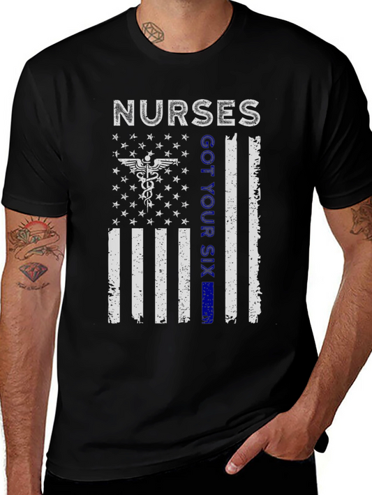 Nurses Got Your Six T-Shirt Patriotic Flag Graphic Tee