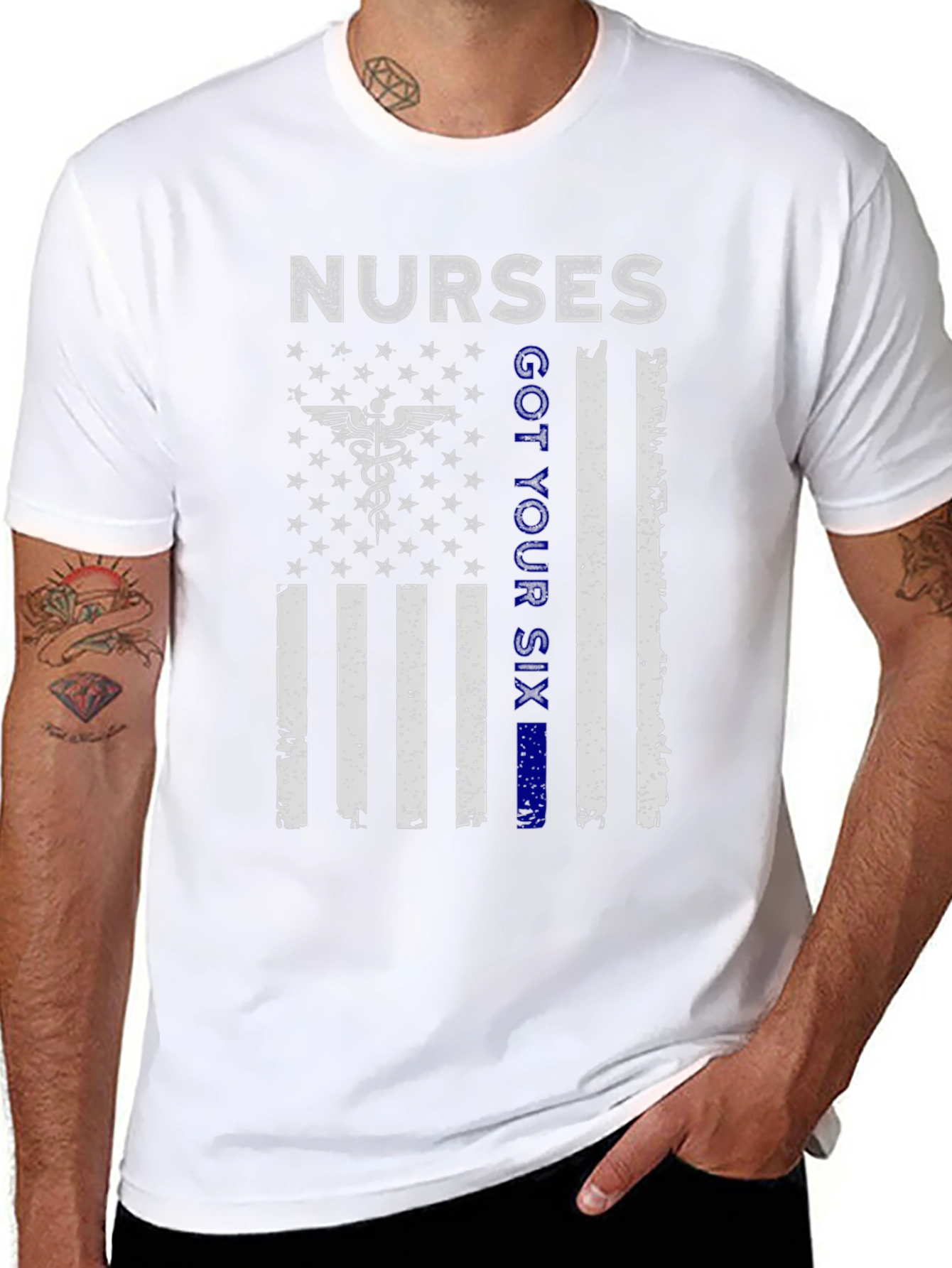 Nurses Got Your Six T-Shirt Patriotic Flag Graphic Tee