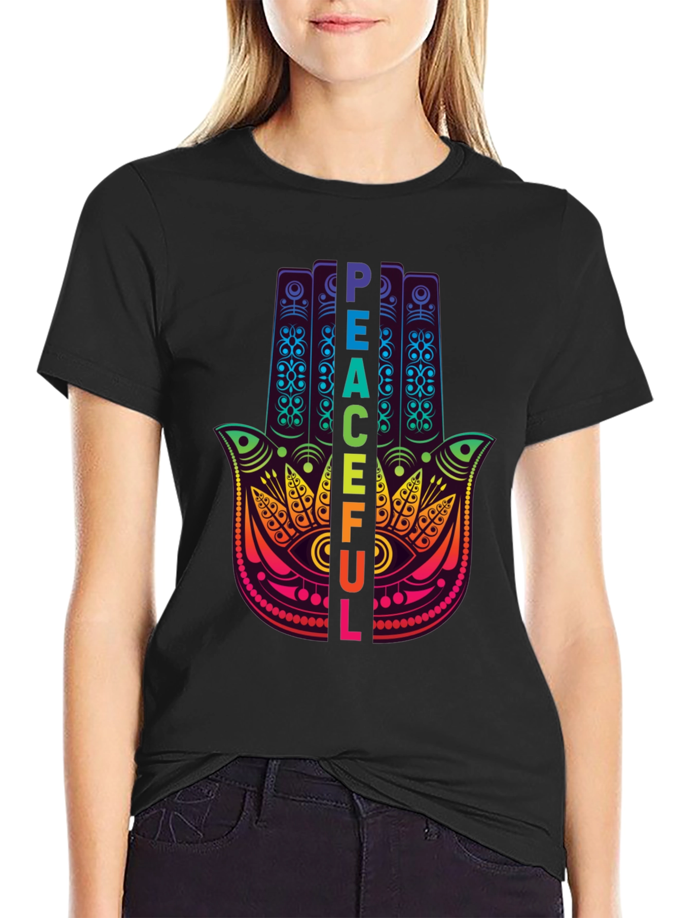 Peaceful Hamsa Hand Graphic T-Shirt