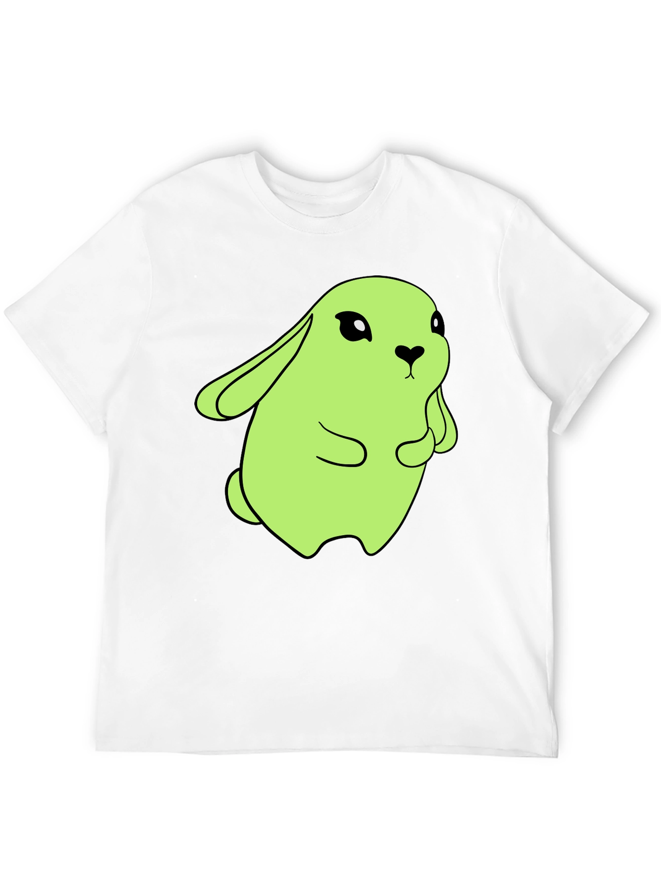 Cute Green Bunny Graphic Tee - Soft Cotton Blend