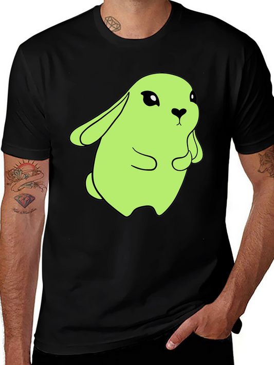 Cute Green Bunny Graphic Tee - Soft Cotton Blend
