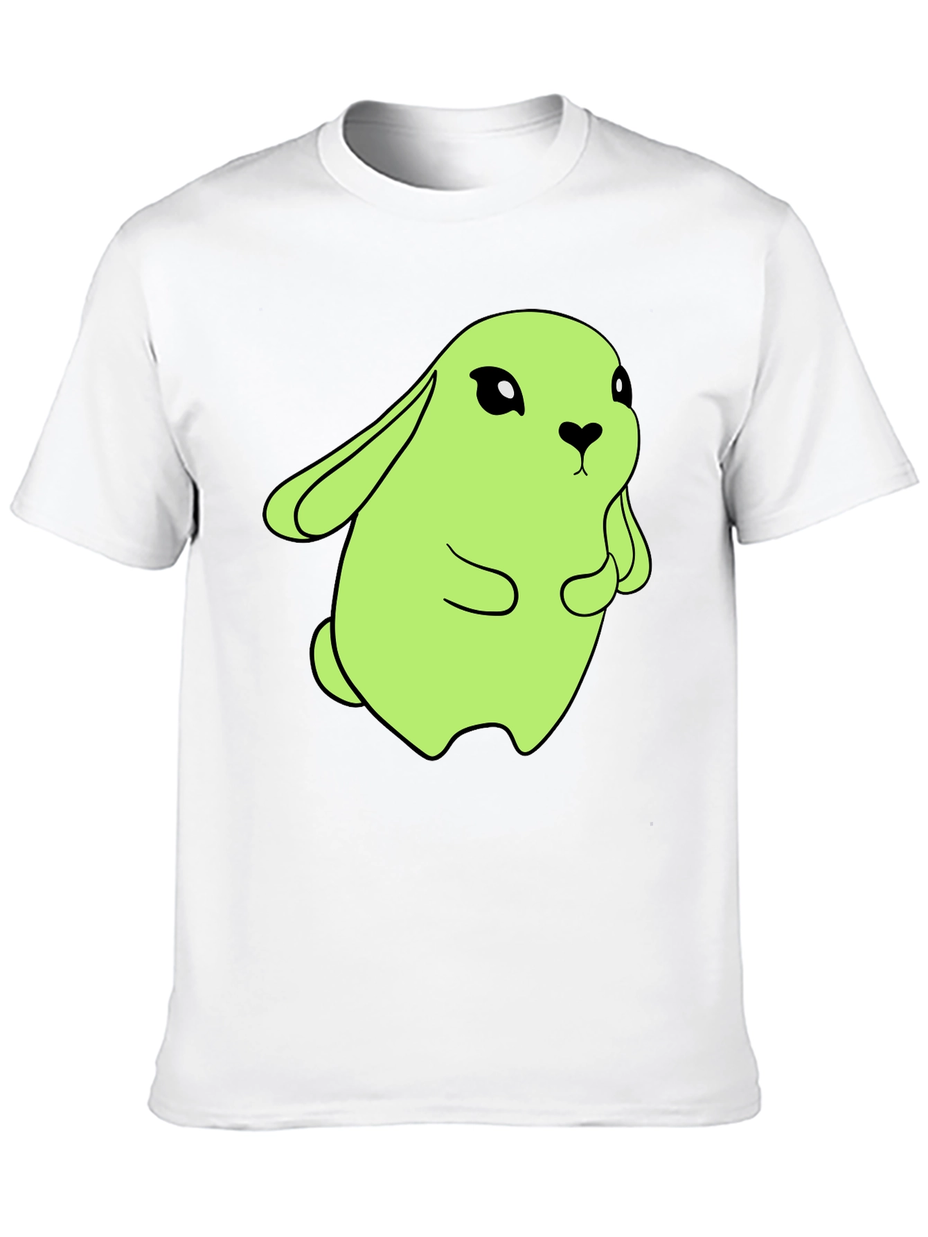 Cute Green Bunny Graphic Tee - Soft Cotton Blend